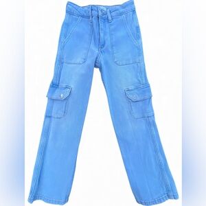 Zara GIRLS Light Blue Denim Cargo Jeans Size 8